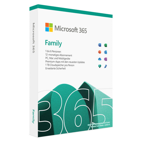 Microsoft 365 Family Produkt Key, 6 Nutzer, 1 Jahr