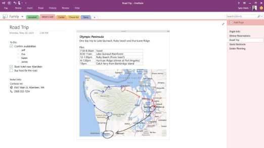 OneNote 2016 auf Mac mit Reiseplanung