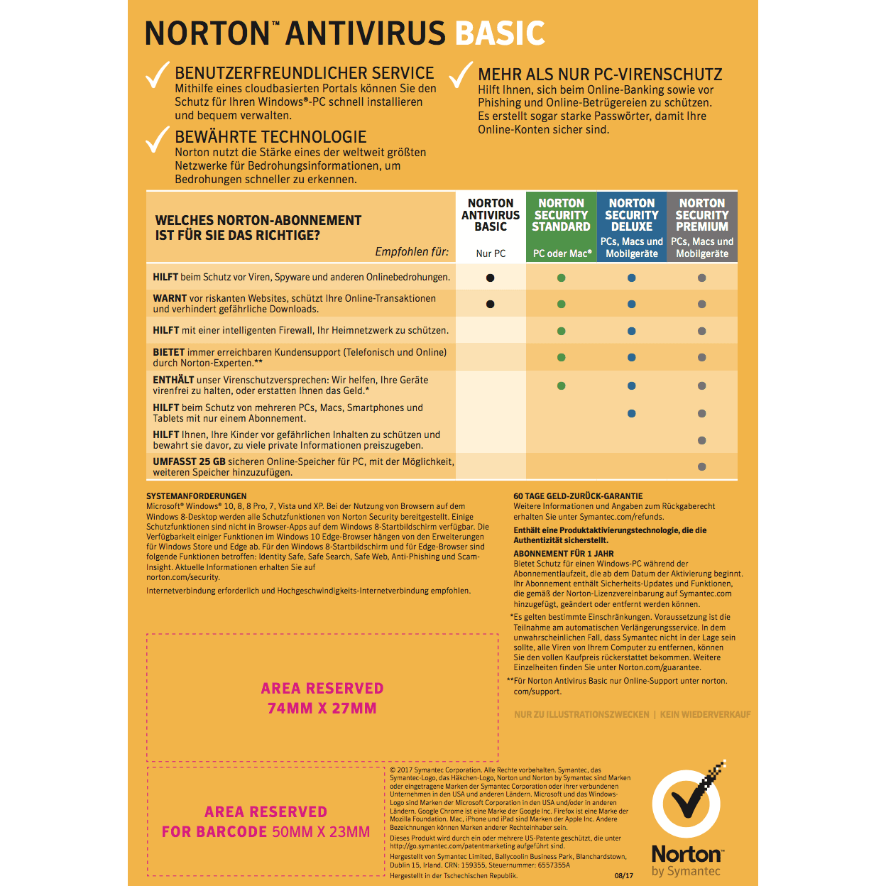 Norton Antivirus Basic Vergleichstabelle