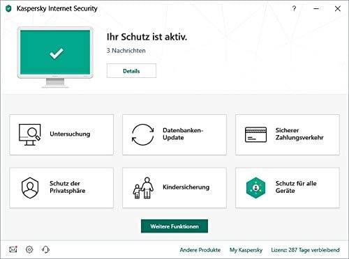 Kaspersky Internet Security Benutzeroberfläche