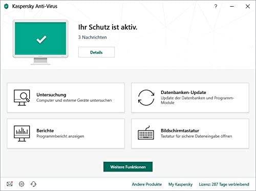 Kaspersky Antivirus 2021 Benutzeroberfläche aktiv