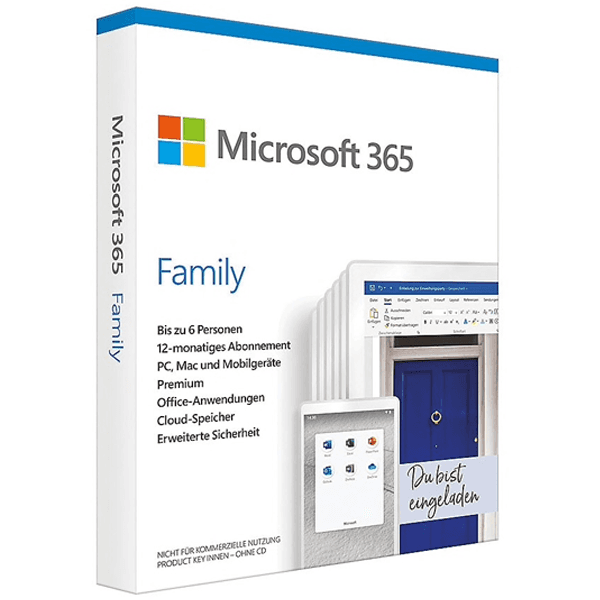 Microsoft 365 Family Produkt Key, 6 Nutzer, 1 Jahr