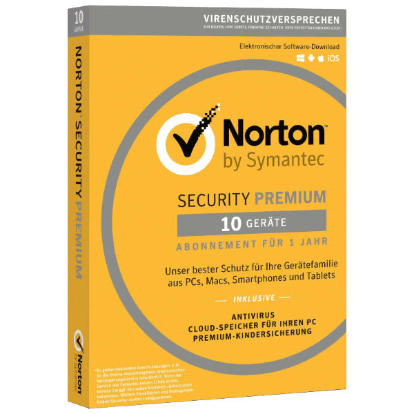 Norton Security Premium für 10 Geräte, 1 Jahr Schutz