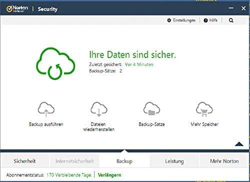 Norton Backup-Sicherheit, Daten sind sicher