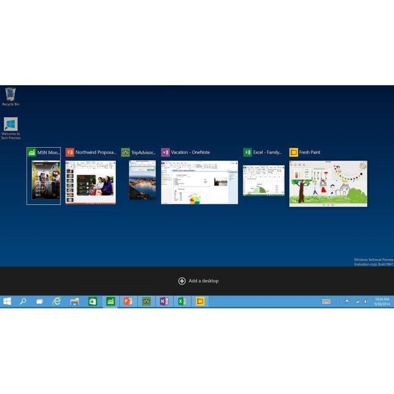 Windows 10 Home Taskansicht mit mehreren Fenstern