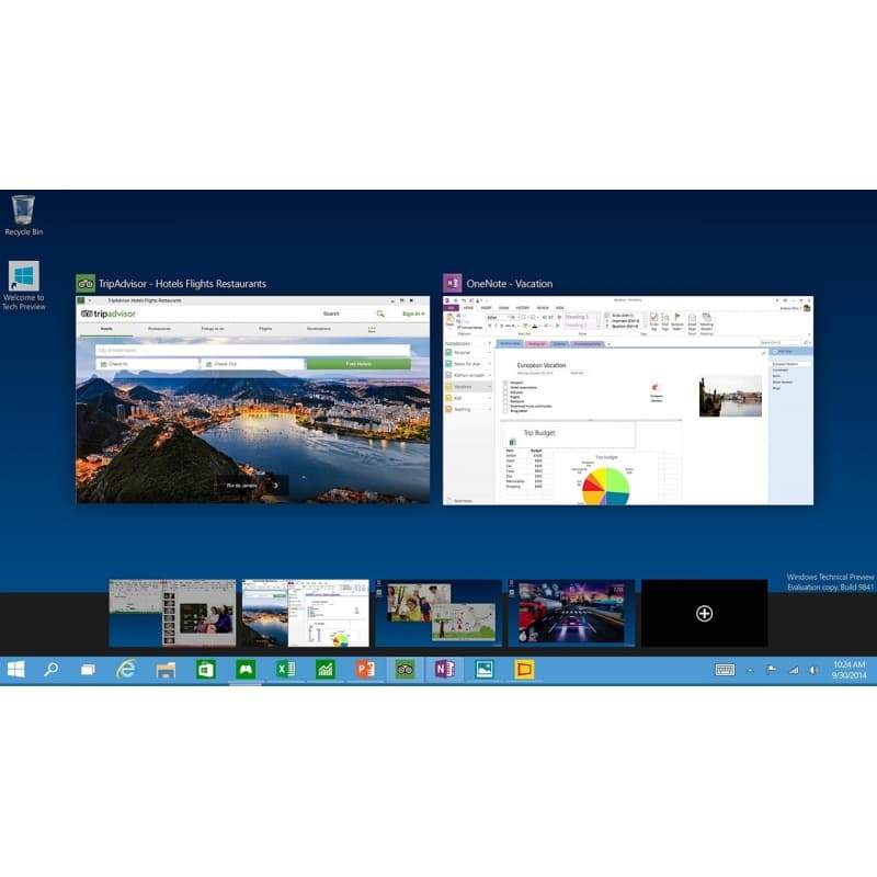 Windows 10 Home Desktop mit geöffneten Apps